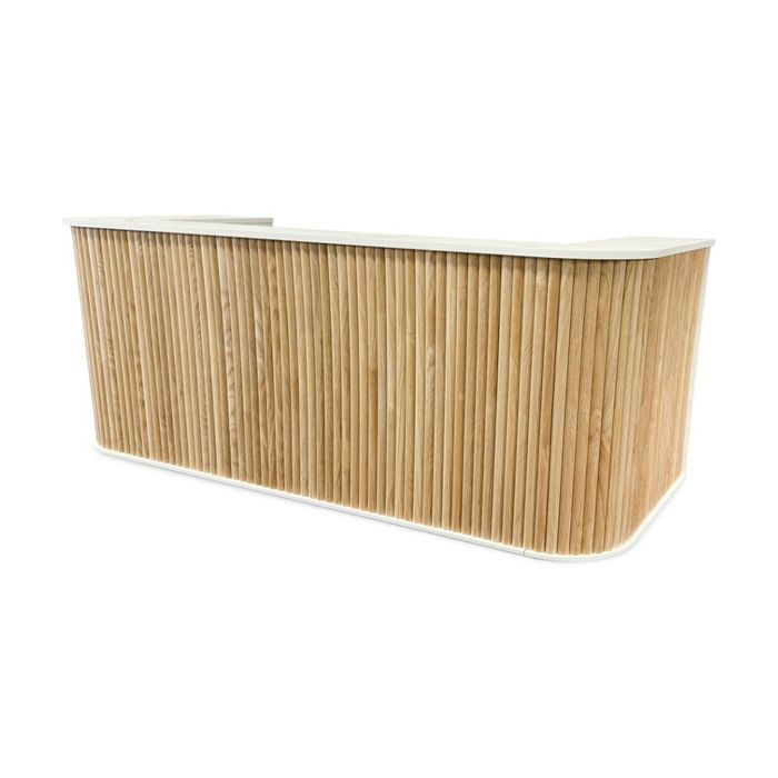 Modern Hotel Lobby HALO Reception Desk 240cm(W)x82cm(D)x105cm(H)- Oak & White