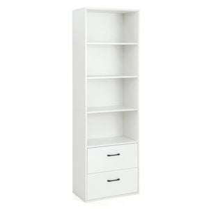 Costway Tall Bookshelf Bookcase 4-tier Display Cabinet 2 Drawer