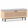 Costway Shoe Storage Bench Padded Cushion Cabinet Flip-Down Natural