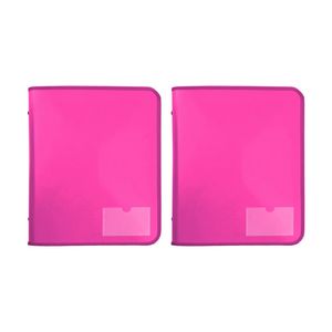 2x Marbig 2 D-ring A4 Zipper Binder 25mm W/ Tech Case File Document Holder Pink