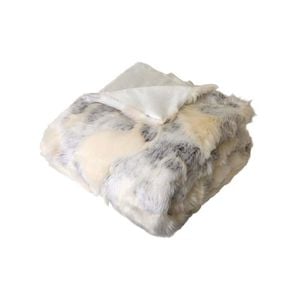J.elliot Home Arctic Faux Fur 130x160cm Throw Blanket - White & Grey
