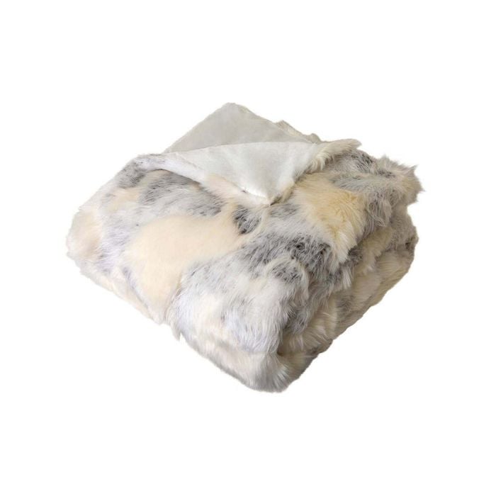 J.elliot Home Arctic Faux Fur 130x160cm Throw Blanket - White & Grey