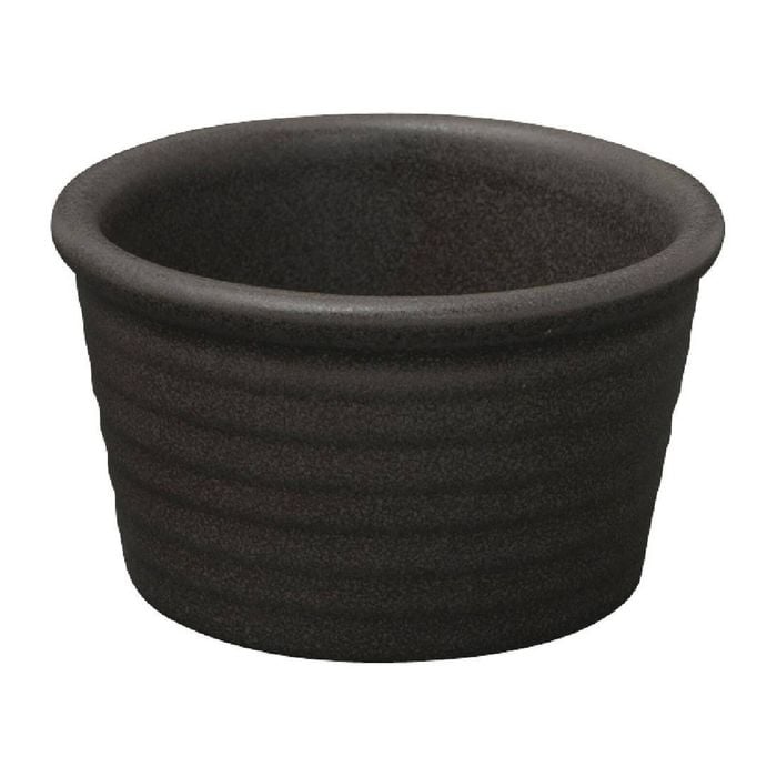 Zuma Ribbed Ramekin Charcoal 85x50mm 140ml 6 Pack Commercial Kitchen Tableware