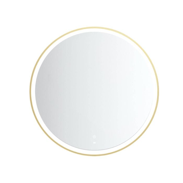 Attica 800mm Brushed Gold Framed Bentwood Round LED Mirror