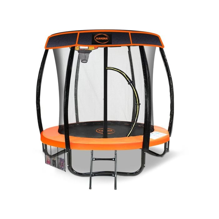 Kahuna Trampoline 6ft With Basketball Set & Roof - Orange/blue