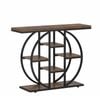 Ufurniture Console Table with Storage Shelves Industrial Narrow Sofa End Table Accent Table Sideboard Table Walnut