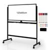 Costway 120x60cm Magnetic Whiteboard Double-Side Adjustable Boards w/Magnets & Markers & Eraser Black