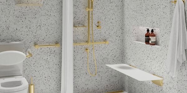 Modern bathroom set up for assisted living.