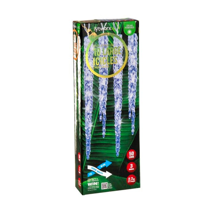 Solar White Blue Colour Switch Large Icicles 10 Pack Bunnings Australia