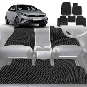 6D Diamond Car Floor Mats for Kia Cerato 2018-Current-Full Set-Black-Outback GT