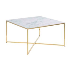 Modern Furniture KOLINA Glass Coffee Table 80cm - White & Golden Chrome
