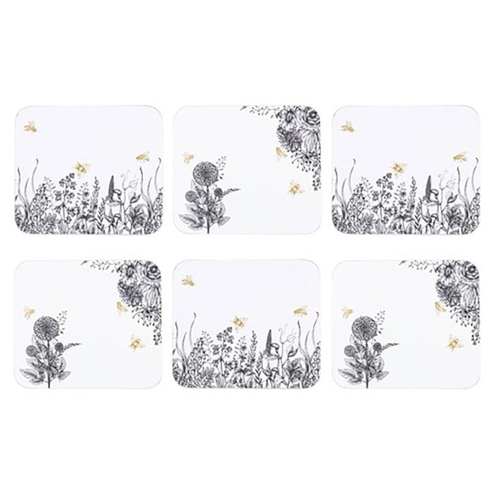 6PK Ashdene Queen Bee 11x9.5cm Square Cork Coaster