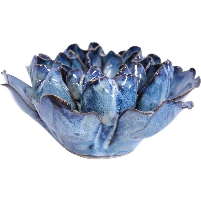 LVD Ceramic Tealight Candle Holder Display 14.5cm - Blue