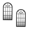 Oikiture Set of 2 Window Mirror Arched 76x51cm Wall Mirrors Decor Wooden Black