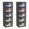 Soga 2x 5-tier Black Shoe Organiser Stackable Folding Storage Box Magnetic Door