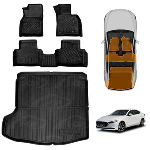 3d Floor Mats Boot Liner Set For Mazda 3 Bp Series Sedan 2019-onwards All Weather Heavy Duty Cargo Car Trunk Luggage Tray
