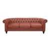 3 Seater Brown Sofa Lounge Chesterfield Style Button Tufted in Faux Leather