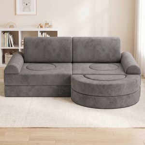 Advwin 16pcs Modular Kids Play Couch DIY Convertible Sofa Building Fort Grey