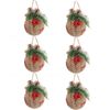Catzon 6 Pcs Christmas Ball Ornaments 8CM with Pine Cones and Greenery for Xmas Party-Set 6