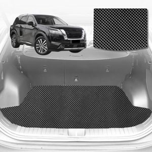 6D Diamond Car Boot Mat for Nissan Pathfinder 8 seater (R53)2022-Current-3rd Row seats up/8 seater-Cargo Mat-Black-Outback GT