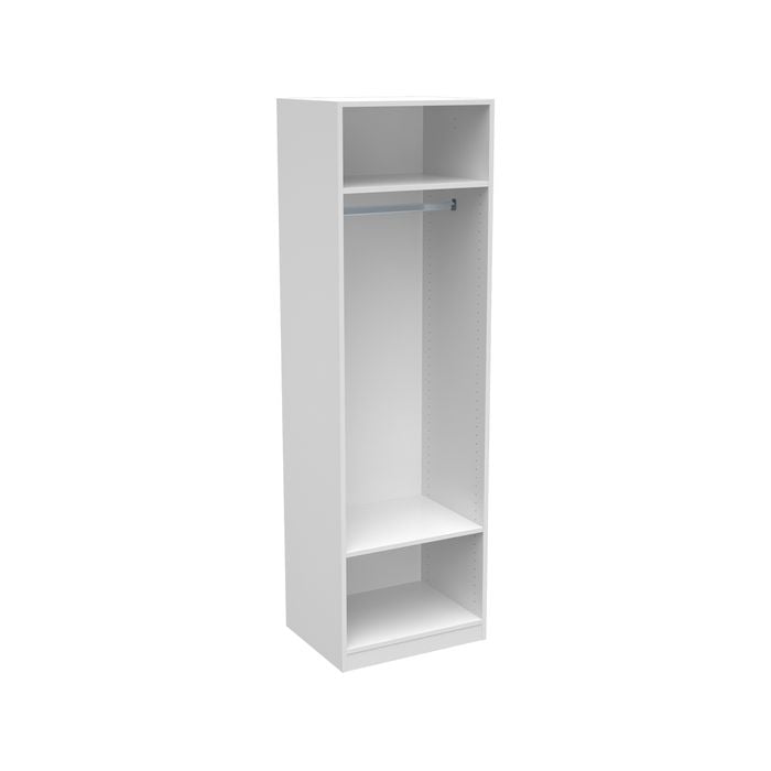 Flexi Storage Wardrobe 606 x 2000 x 480mm White Matte 1 Hang Rail And 2 Shelf Unit