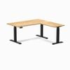 Desky L-Shape Sit to Stand White Oak Hardwood Desk 1500x1550mm Matte Black Height Adjustable Leg