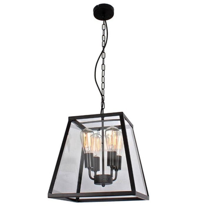 Creswick Vintage 4 Light Pendant Matt Black