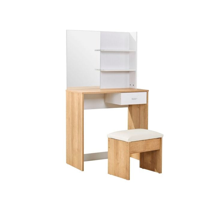 Glebe Dresser - Oak & Matt White (Dresser with Mirror)
