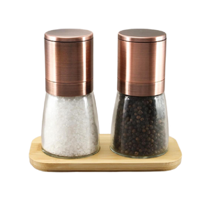 G & S 3 Piece Oasis Copper Upside Down Salt & Pepper Mill Set