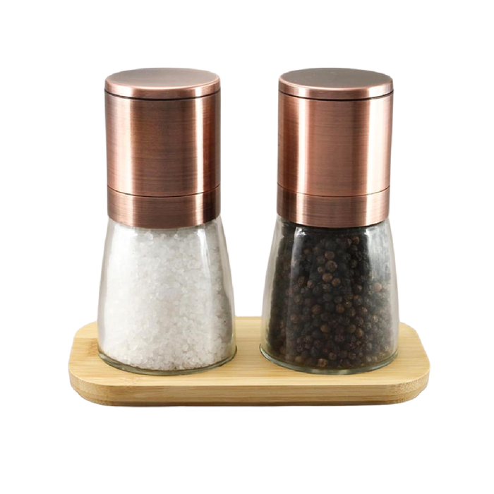 G & S 3 Piece Oasis Copper Upside Down Salt & Pepper Mill Set