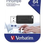 Verbatim Store'n'Go Pinstripe USB Drive 64GB (Black) 2 Years Limited Warranty