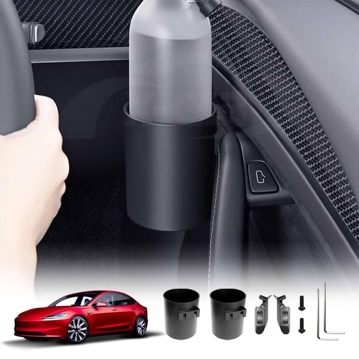 Interior Door Mount Car Cup Holder Rack for Tesla Model 3 Highland 2023-Onwards Set of 2