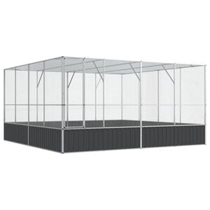 vidaXL Aviary with Extension Budgie Finch Pigeon Cage Parrot House Silver Steel