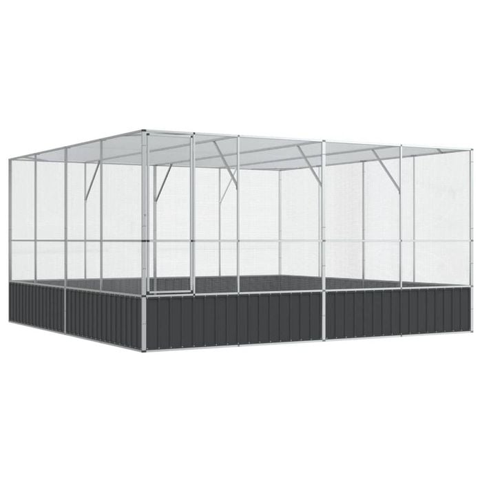 vidaXL Aviary with Extension Budgie Finch Pigeon Cage Parrot House Silver Steel