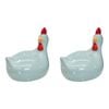 2PK LVD Ceramic Ornament Chooken Sitting Teal Decorative Home Decor