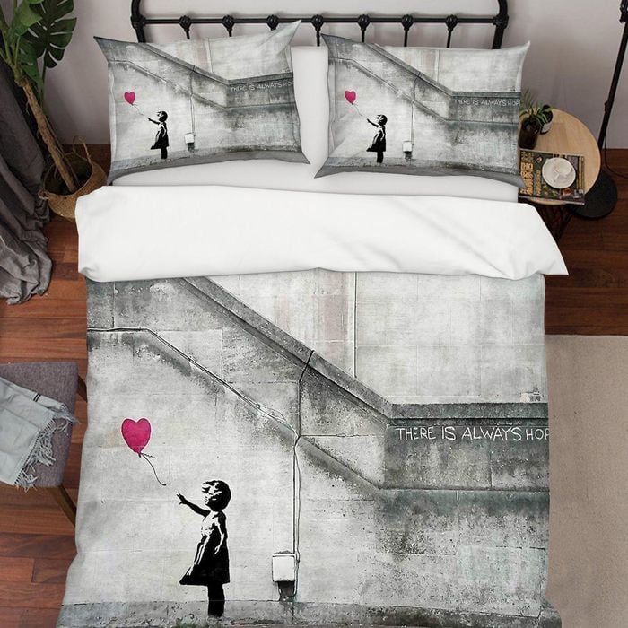 3D Banksy Alone Girl Red Balloon Quilt Cover Set Bedding Set Duvet Cover Pillowcases  ZY D75