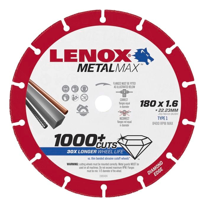 Lenox 180 x 22.23 x 1.6mm Metal Max Blade