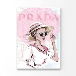 Pink Lady With Hat Print 100% Australian Made 100 x 150cm (Acrylic)