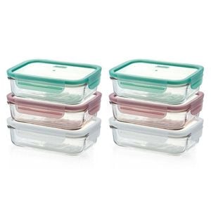 Glasslock 400ml Rectangular Storage Container Set W/ Lid 6pc