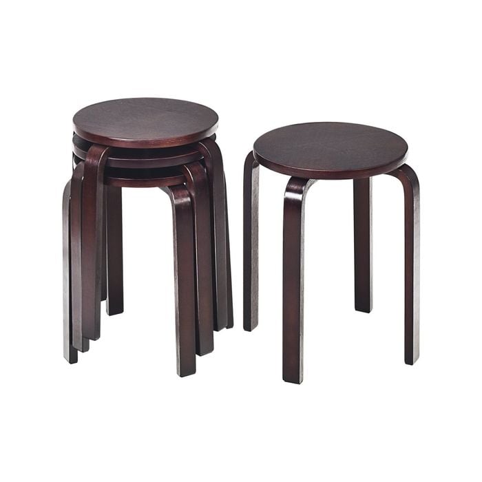 Costway 4x Dining Stacking Stools Soild Painted Wood Black