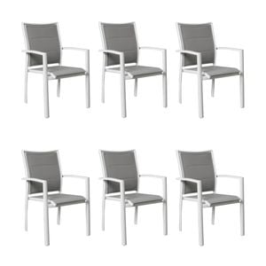 Oro 6pc Set Aluminium Outdoor Dining Chair White