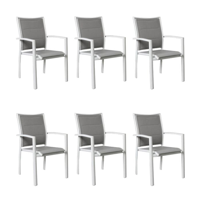 Oro 6pc Set Aluminium Outdoor Dining Chair White