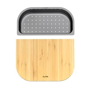 Clark Bamboo / Stainless Steel 1/2 Prep Board And Colander Sink Accessory