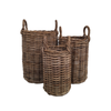 Elegance Living 3pcs Set Rattan Dark Brown Nieda Wicker Basket