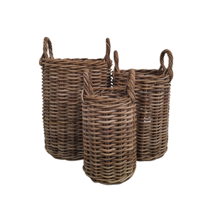 Elegance Living 3pcs Set Rattan Dark Brown Nieda Wicker Basket