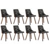 Oikiture 8x Dining Chairs Wooden Faux PU Leather Black