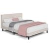 Advwin Bed Frame Double Size Mattress Base Upholstered Platform Beige