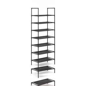 10 Tier Shoe Rack Organizer, Space-Saving, Metal Frame, Black