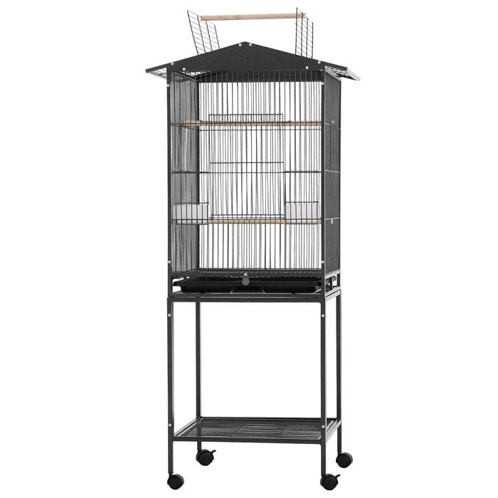 I.pet 136cm Bird Cage Aviary Open Top Parrot Budgie Stand Wheels Black