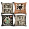 Catzon 4 Pcs Scary Throw Pillow Covers Linen Cushion Case for Decor 45X45cm